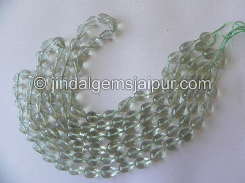 Green Amethyst Faceted Drops Shape Beads